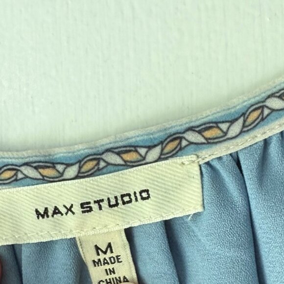 Max Studio Women's Long Sleeve Smocked Waist Button Top Maxi Dress - Picture 6 of 8